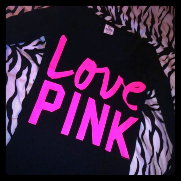 PINK Victoria's Secret Tops - Black "Love Pink" long sleeve shirt